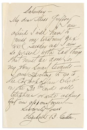 CUSTER, ELIZABETH BACON. Group of 4 items, each Signed and Inscribed, to Olive Griffin, in ink or pencil: Two Autograph Letters * Autog